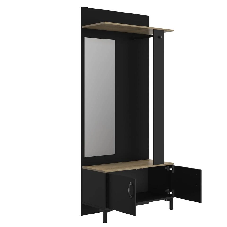 Diagone Entreekast Store - Incl Stang En Spiegel - 190 Cm Hoog - Zwart 5 Diagone Entreekast Store - Incl Stang En Spiegel - 190 Cm Hoog - Zwart - Afbeelding 3