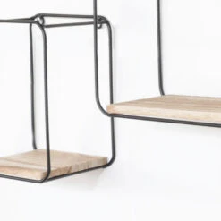 Set Van 4 Rechthoekige Metalen Wandrekjes Met Houten Plankje - Zwart 8 Set Van 4 Rechthoekige Metalen Wandrekjes Met Houten Plankje - Zwart -Beste Opslag Winkel 1000096534 0102