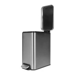 QUVIO Prullenbak Vierkant - 5L - Metaal - Grijs -Beste Opslag Winkel 1000096595 0102