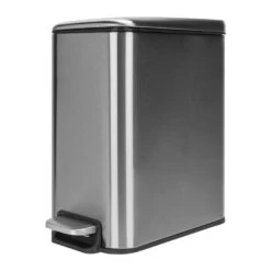 QUVIO Prullenbak Vierkant - 5L - Metaal - Grijs