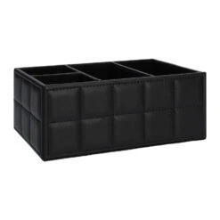 QUVIO Bureauorganizer Met 4 Vakken - PU Leer - Zwart -Beste Opslag Winkel 1000097088 0101
