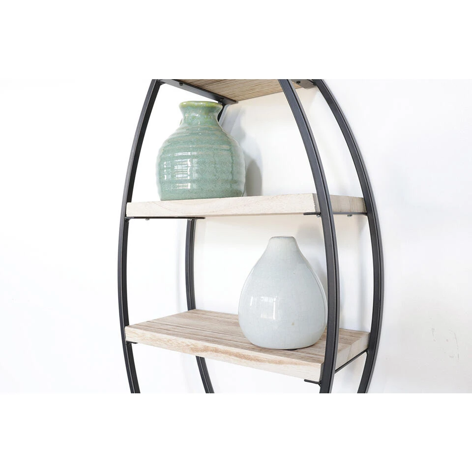 Wandrek Ovaal Met 4 Houten Plankjes - 36x80cm 4 Wandrek Ovaal Met 4 Houten Plankjes - 36x80cm - Afbeelding 2