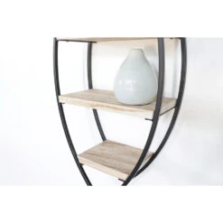 Wandrek Ovaal Met 4 Houten Plankjes - 36x80cm 8 Wandrek Ovaal Met 4 Houten Plankjes - 36x80cm -Beste Opslag Winkel 1000097796 0102