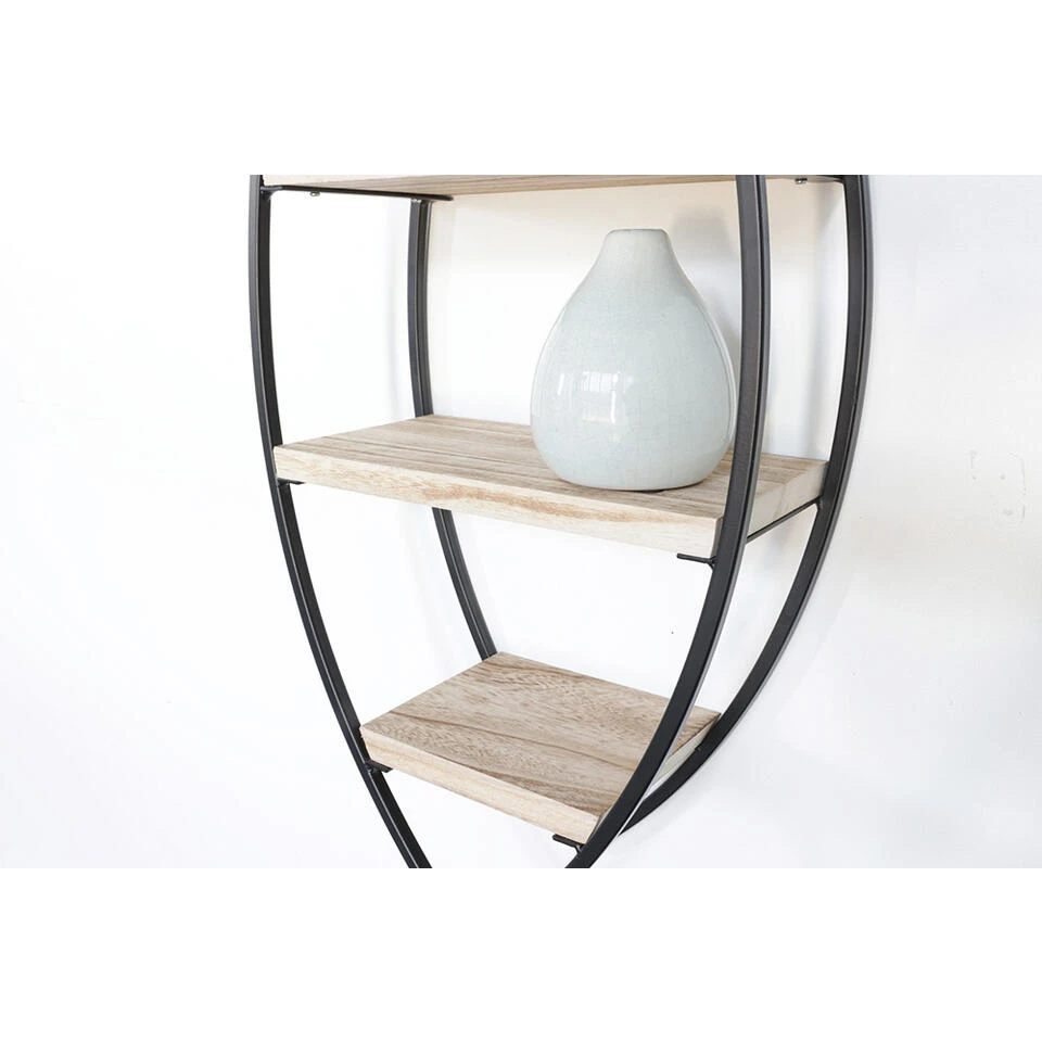 Wandrek Ovaal Met 4 Houten Plankjes - 36x80cm 5 Wandrek Ovaal Met 4 Houten Plankjes - 36x80cm - Afbeelding 3