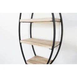 Wandrek Ovaal Met 4 Houten Plankjes - 26x60 Cm -Beste Opslag Winkel 1000097797 0103
