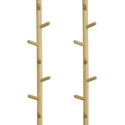 WOOOD Marrit Kapstok 7 Haaks - Hout - Zwart - Set Van 2