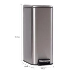 QUVIO Prullenbak - 8L - Metaal - Zilver -Beste Opslag Winkel 1000099133 0103