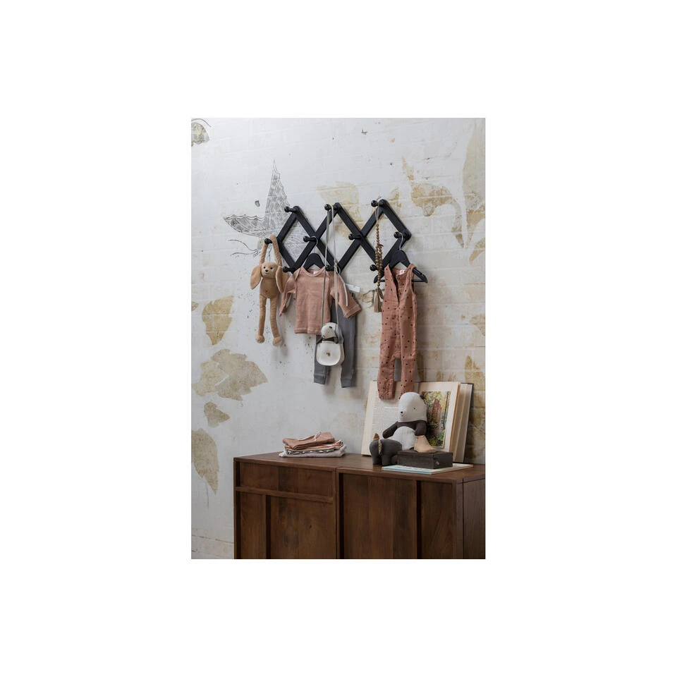 WOOOD Levin Gevouwen Kapstok - Hout - Zwart - Set Van 2 4 WOOOD Levin Gevouwen Kapstok - Hout - Zwart - Set Van 2 - Afbeelding 2