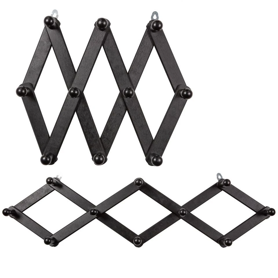 WOOOD Levin Gevouwen Kapstok - Hout - Zwart - Set Van 2 3 WOOOD Levin Gevouwen Kapstok - Hout - Zwart - Set Van 2