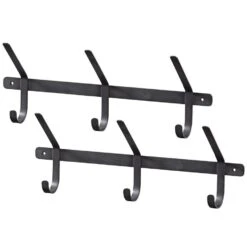 WOOOD Ava Kapstok 3 Haken - Metaal - Zwart - Set Van 2