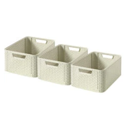 Curver Style Opbergmand M - 18L - 3 Stuks - Gebroken Wit