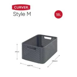 Curver Style Opbergmand M - 18L - 3 Stuks - Antraciet -Beste Opslag Winkel 1231663376 0102
