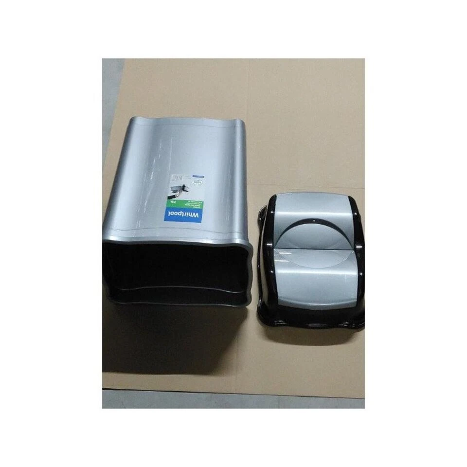 Merkloos Prullenbak - Zilver Met Zwart - 28 L 4 Merkloos Prullenbak - Zilver Met Zwart - 28 L - Afbeelding 2