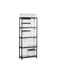 Keter Plus Shelf 75/5 - 5 Planken - 75x32x176 Cm - Zwart -Beste Opslag Winkel 1300797533 0103
