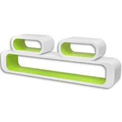 VIDAXL Wandplanken Kubus MDF Zwevend Voor Boeken/dvd 3 St Wit-groen -Beste Opslag Winkel 1314764544 0102
