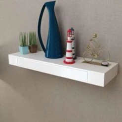 VidaXL Wandschap Met Lade Zwevend MDF Wit -Beste Opslag Winkel 1342017190 0102