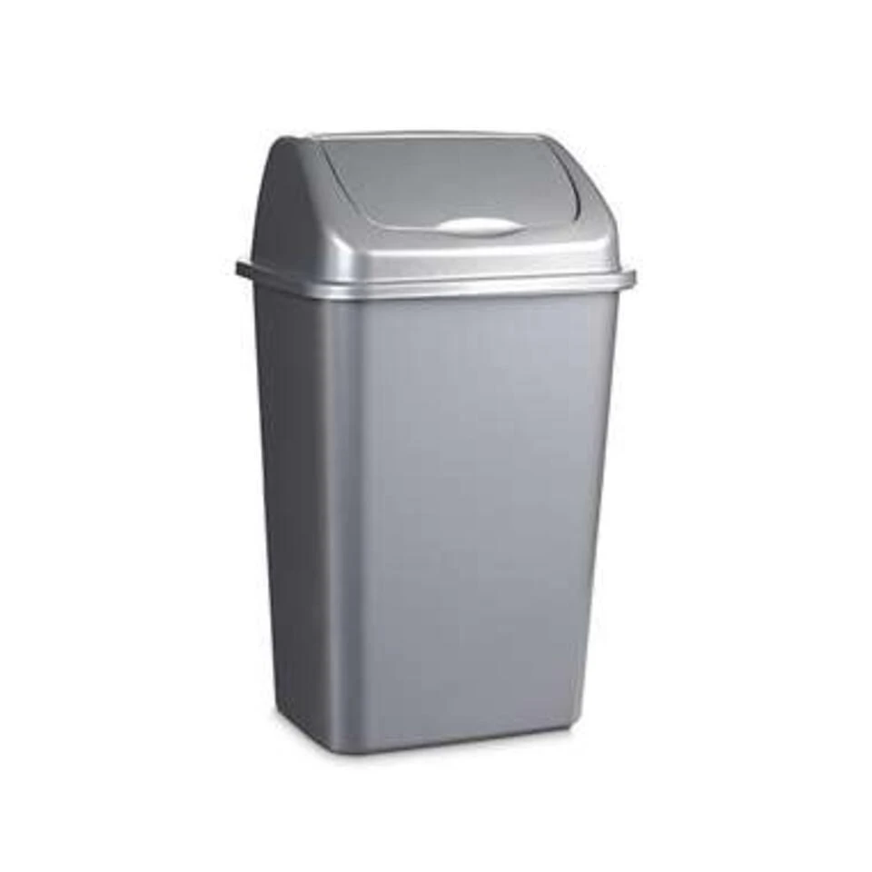 Forte Plastics Prullenbak - Zilver - Vuilnisbak Met Deksel - 50 L 2 Forte Plastics Prullenbak - Zilver - Vuilnisbak Met Deksel - 50 L
