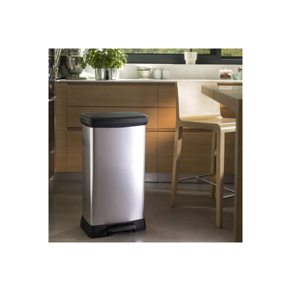 Curver Decobin Prullenbak- 50L - 39x29x72 Cm - Zilver Metallic 5 Curver Decobin Prullenbak- 50L - 39x29x72 Cm - Zilver Metallic - Afbeelding 3