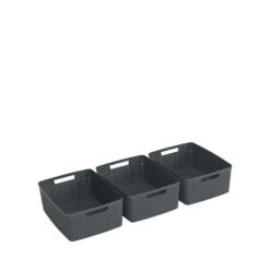 Curver Jute Opbergmand M - 12L - 3 Stuks - Donkergrijs