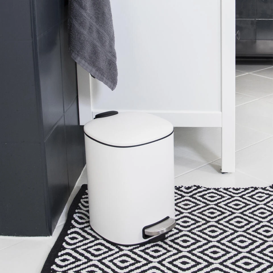 HI Pedaalemmer Classic - Softclose - 5L - Wit - 25 X 27 Cm 6 HI Pedaalemmer Classic - Softclose - 5L - Wit - 25 X 27 Cm - Afbeelding 4