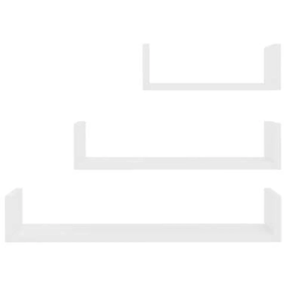 VidaXL Wandschappen 3 St Bewerkt Hout Wit 6 VidaXL Wandschappen 3 St Bewerkt Hout Wit - Afbeelding 4