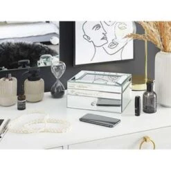 Beliani Juwelenkist KOFI - Zilver Glas -Beste Opslag Winkel 5394d6fe67eb4f11aceedd4e3ced5541