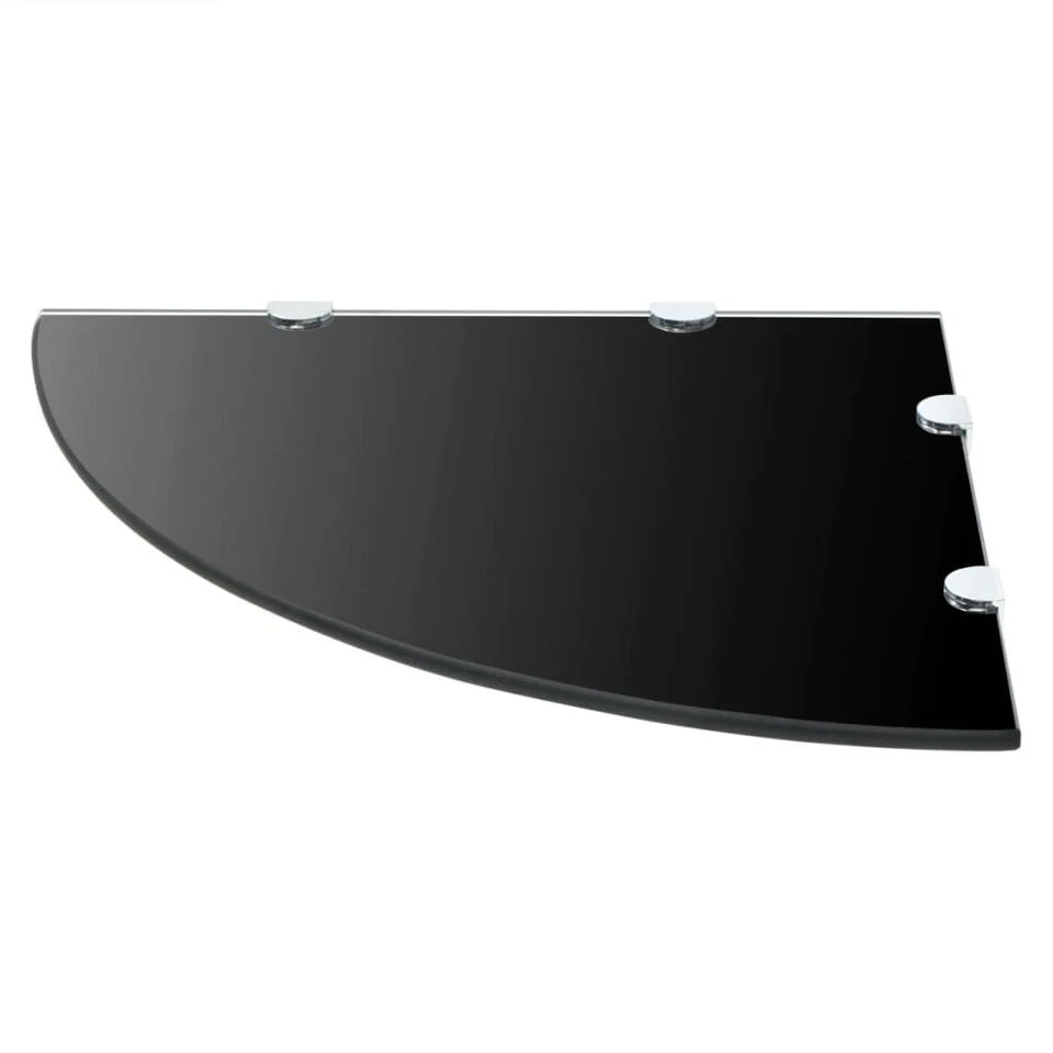 VidaXL Hoekschap Met Chromen Dragers Zwart 45x45 Cm Glas 4 VidaXL Hoekschap Met Chromen Dragers Zwart 45x45 Cm Glas - Afbeelding 2