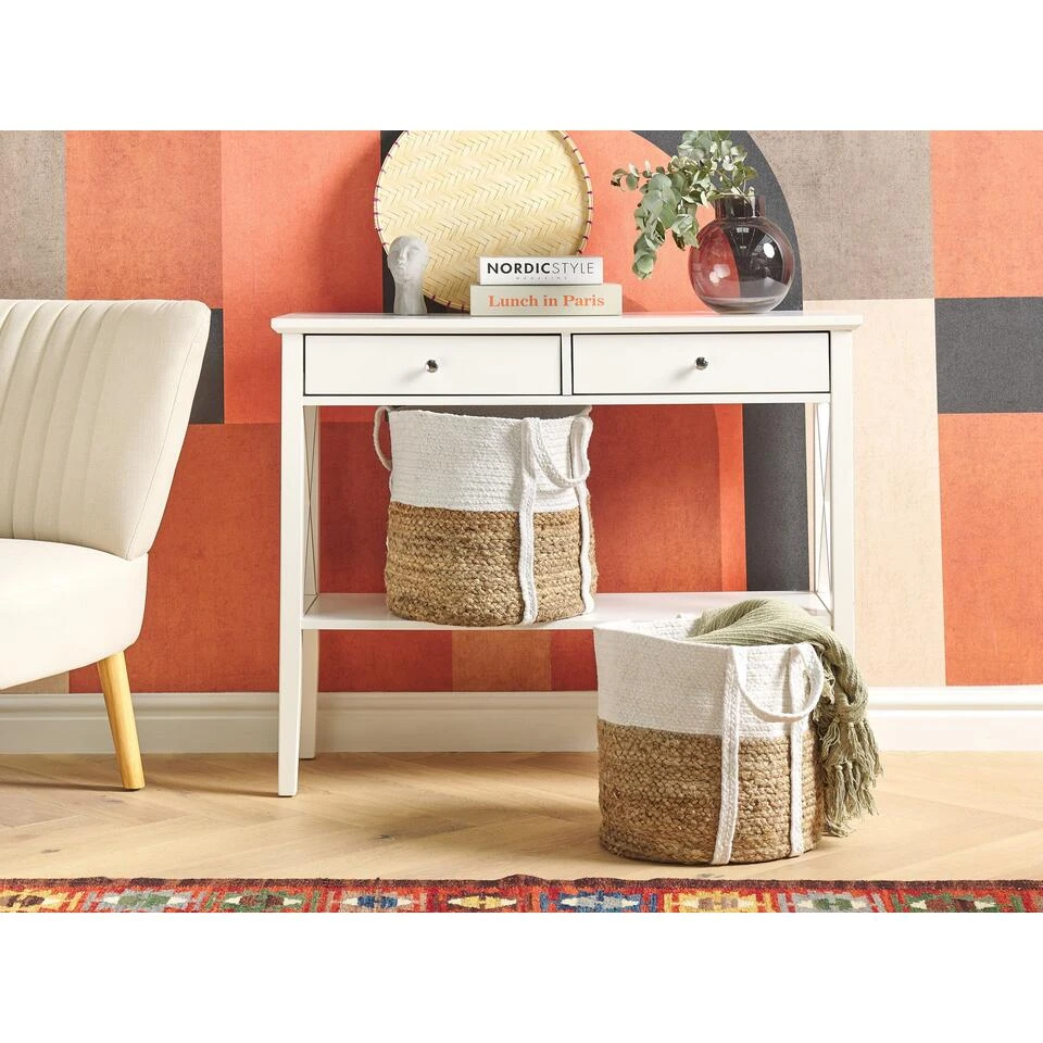 Beliani Mand BELLPAT - Natuurlijk Jute, Katoen 4 Beliani Mand BELLPAT - Natuurlijk Jute, Katoen - Afbeelding 2