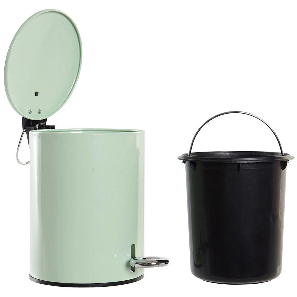 Items Pedaalemmer - Groen - Metaal - 3 L - 23 Cm 4 Items Pedaalemmer - Groen - Metaal - 3 L - 23 Cm - Afbeelding 2