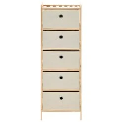 VidaXL Opbergrekken Met 5 Stoffen Manden 2 St Cederhout Beige -Beste Opslag Winkel 6f1405fcd9ad4b3e9c45113cd81f98e8