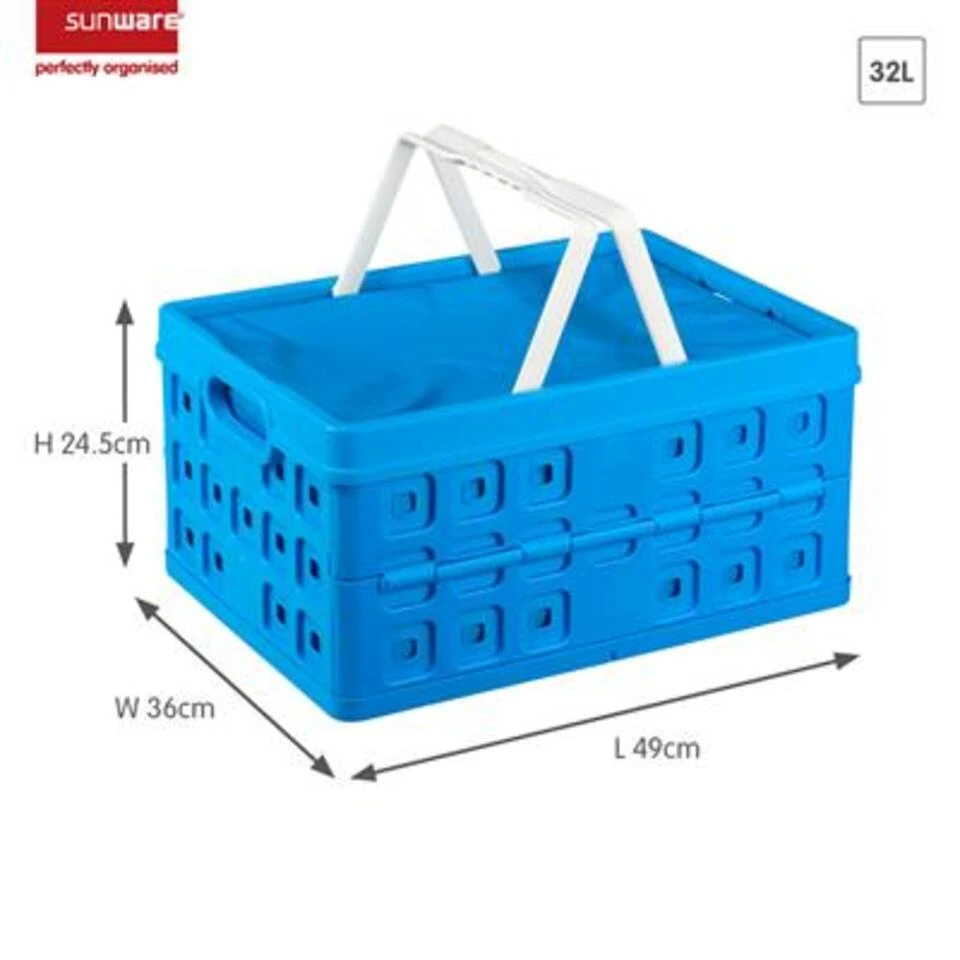Square Vouwkrat Met Koeltas En Met Handgreep 32L Blauw 4 Square Vouwkrat Met Koeltas En Met Handgreep 32L Blauw - Afbeelding 2