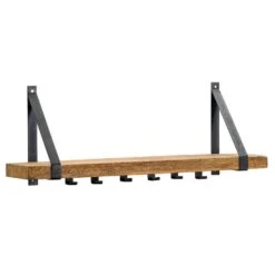 Wandkapstok Gijs - Zwart/naturel - 30x80x18 Cm