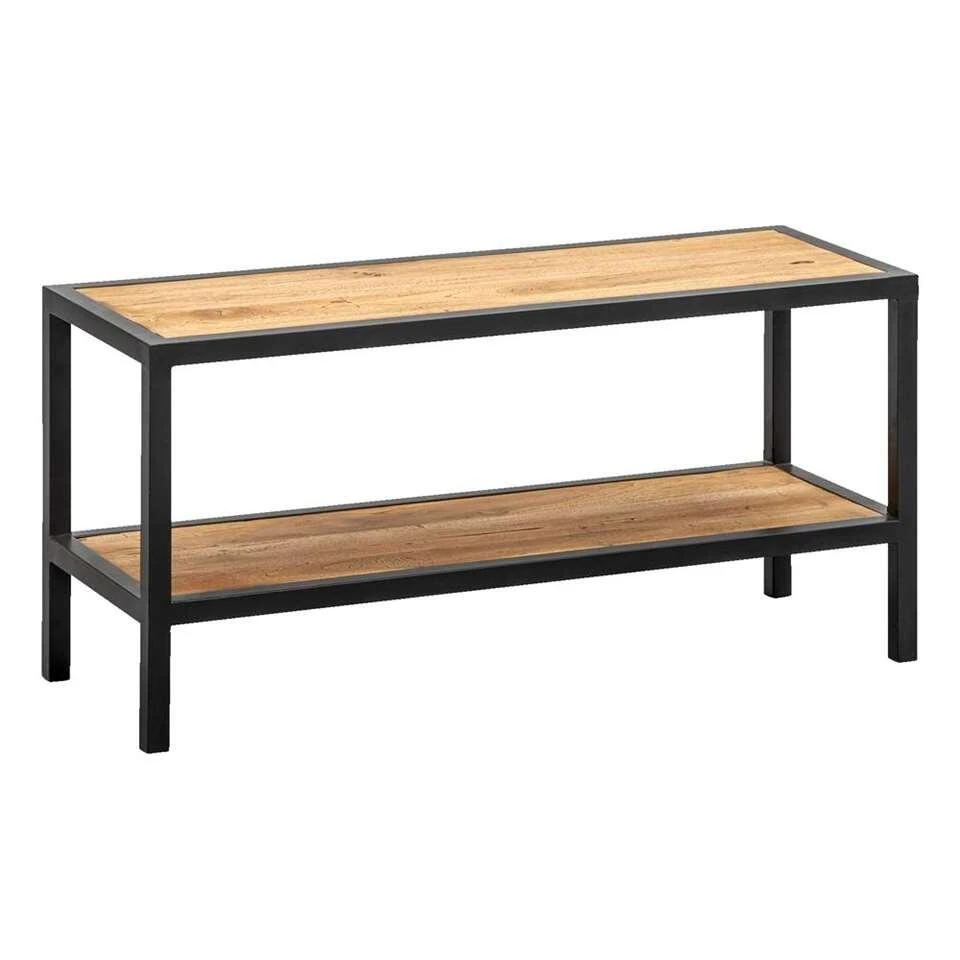 Schoenenrek Gijs - Naturel/zwart - Hout - 33x70x25 Cm 4 Schoenenrek Gijs - Naturel/zwart - Hout - 33x70x25 Cm - Afbeelding 2