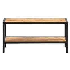 Schoenenrek Gijs - Naturel/zwart - Hout - 33x70x25 Cm