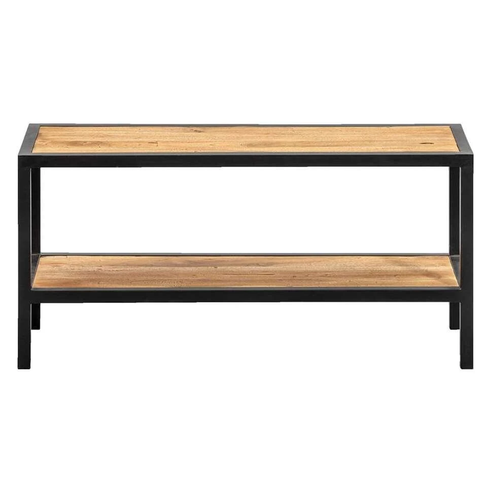 Schoenenrek Gijs - Naturel/zwart - Hout - 33x70x25 Cm 3 Schoenenrek Gijs - Naturel/zwart - Hout - 33x70x25 Cm