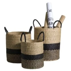 Mand Amsterdam - Zwart/naturel - 35xØ30 Cm -Beste Opslag Winkel 70503453 2040