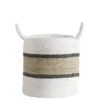 Mand Bologna - Naturel/wit/zwart - 40xØ38 Cm -Beste Opslag Winkel 70503529