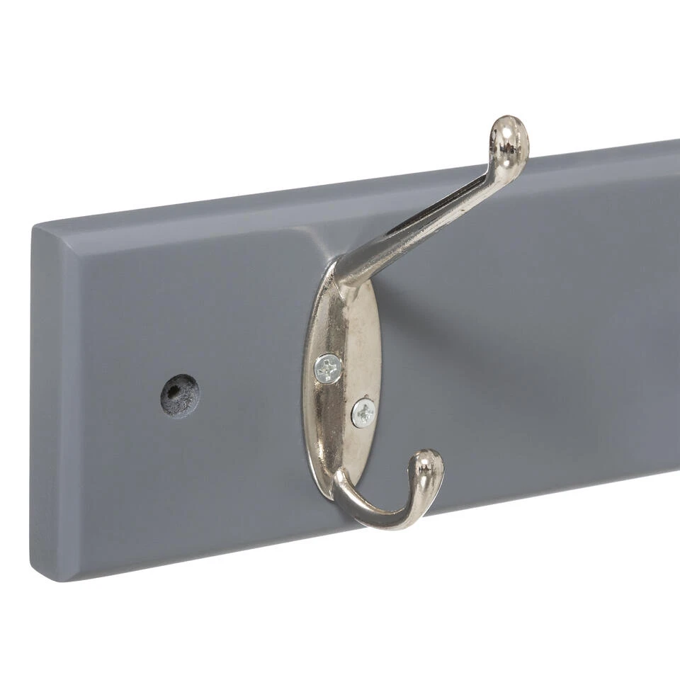 5Five Wandkapstok - 6-haaks - Grijs - 58 X 9 Cm - MDF 4 5Five Wandkapstok - 6-haaks - Grijs - 58 X 9 Cm - MDF - Afbeelding 2