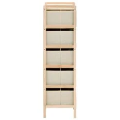 VidaXL Opbergrekken Met 5 Stoffen Manden 2 St Cederhout Beige -Beste Opslag Winkel 7736188cd79e4eab80b31e218b0e051d