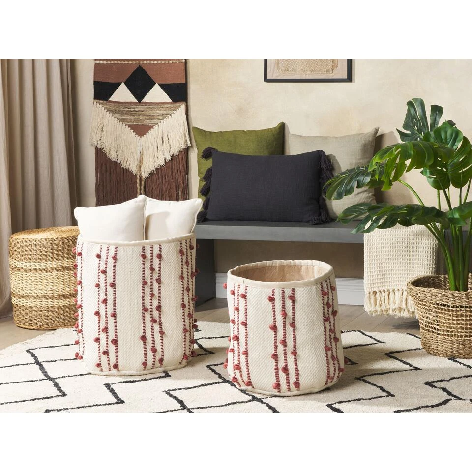 Beliani Mand KHEL - Beige Katoen 4 Beliani Mand KHEL - Beige Katoen - Afbeelding 2