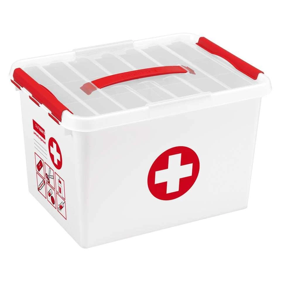 Stapelbare Q-line Opbergbox EHBO 22 Liter - Wit/rood - 26x30x40 Cm 4 Stapelbare Q-line Opbergbox EHBO 22 Liter - Wit/rood - 26x30x40 Cm - Afbeelding 2