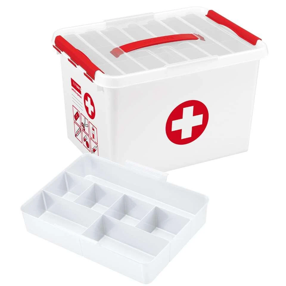 Stapelbare Q-line Opbergbox EHBO 22 Liter - Wit/rood - 26x30x40 Cm 5 Stapelbare Q-line Opbergbox EHBO 22 Liter - Wit/rood - 26x30x40 Cm - Afbeelding 3