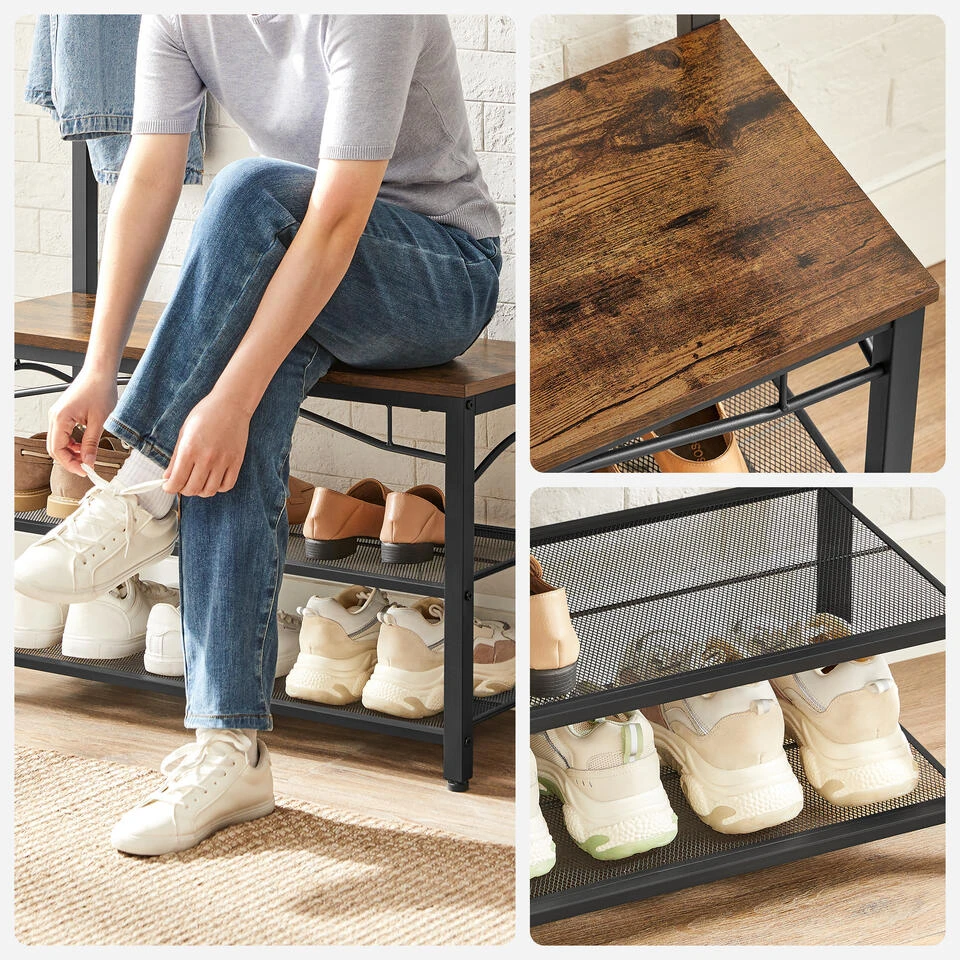 O'DADDY® Kapstok Staand - Schoenenrek - 15 Haken - 80x32x178,5 - Bruin 6 O'DADDY® Kapstok Staand - Schoenenrek - 15 Haken - 80x32x178,5 - Bruin - Afbeelding 4