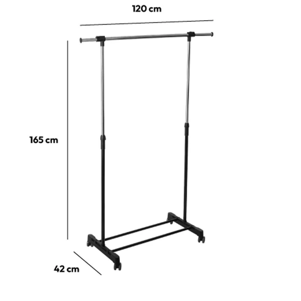 5Five Kledingrek Enkele Stang - Kunststof/metaal - Zwart - 120 X 165cm 4 5Five Kledingrek Enkele Stang - Kunststof/metaal - Zwart - 120 X 165cm - Afbeelding 2