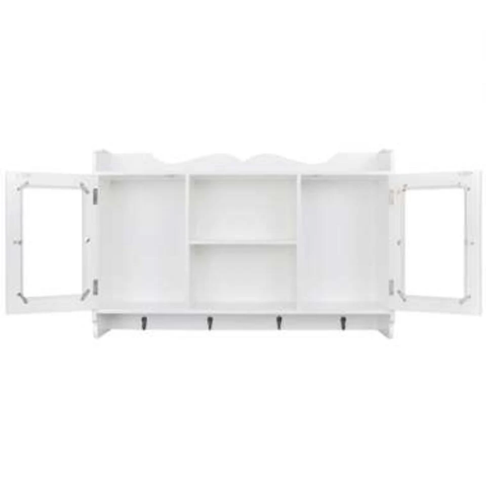 VIDAXL Vitrinekast Met Boekenplank Wit MDF 6 VIDAXL Vitrinekast Met Boekenplank Wit MDF - Afbeelding 4
