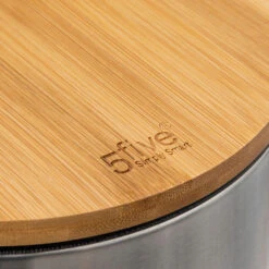 5Five Pedaalemmer - Zilver/bamboe - Metaal - 3L - 23 Cm - Soft Close -Beste Opslag Winkel a9b1238a56a64a008cb1cc61f80b5227