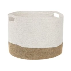 Beliani Mand KAHAN - Wit Katoen, Jute -Beste Opslag Winkel b0280f4b18484ca89d25ac0f6baddac1