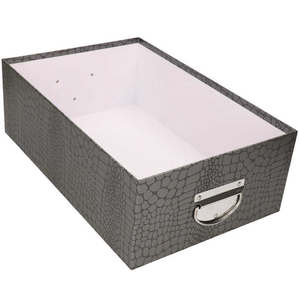 5Five Opbergdoos/box - Zilver - L40 X B26.5 X H14 Cm - Stevig Karton 4 5Five Opbergdoos/box - Zilver - L40 X B26.5 X H14 Cm - Stevig Karton - Afbeelding 2