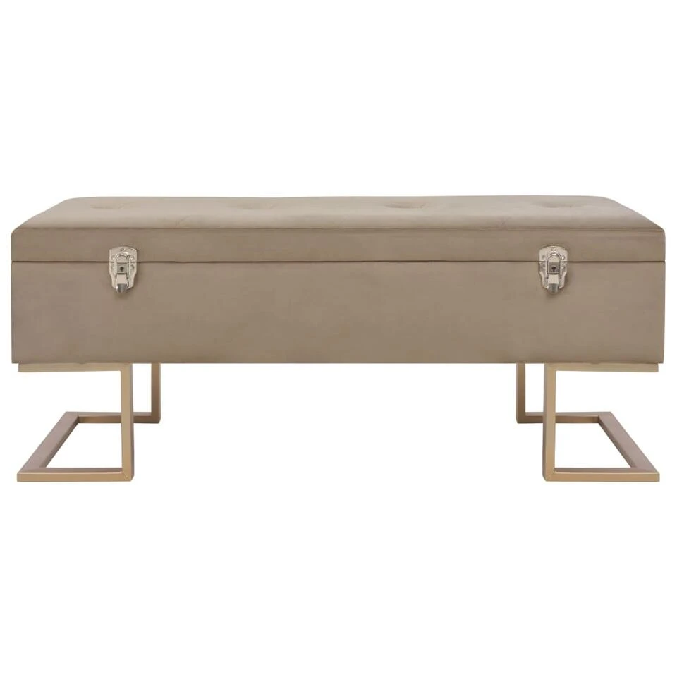 VidaXL Bankje Met Opbergvak 105 Cm Fluweel Beige 4 VidaXL Bankje Met Opbergvak 105 Cm Fluweel Beige - Afbeelding 2