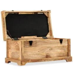 VidaXL Opbergbankje 80x44x44 Cm Echt Leer En Massief Mangohout -Beste Opslag Winkel b76b322b9a694455997683991ca3d0fd